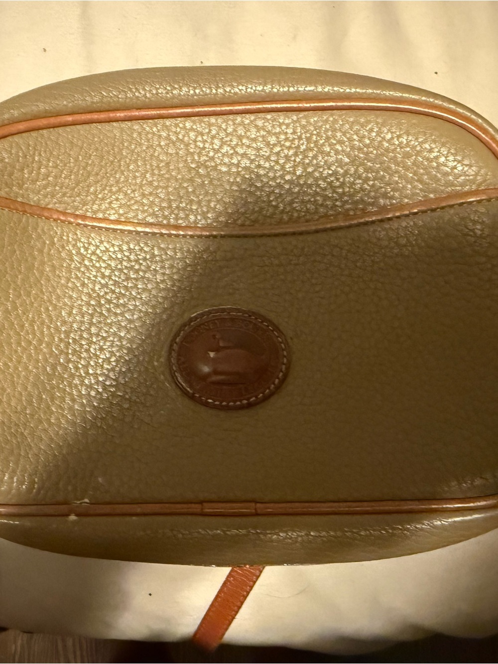Dooney & Bourke Olive Pebbled Crossbody with Tan Trim
